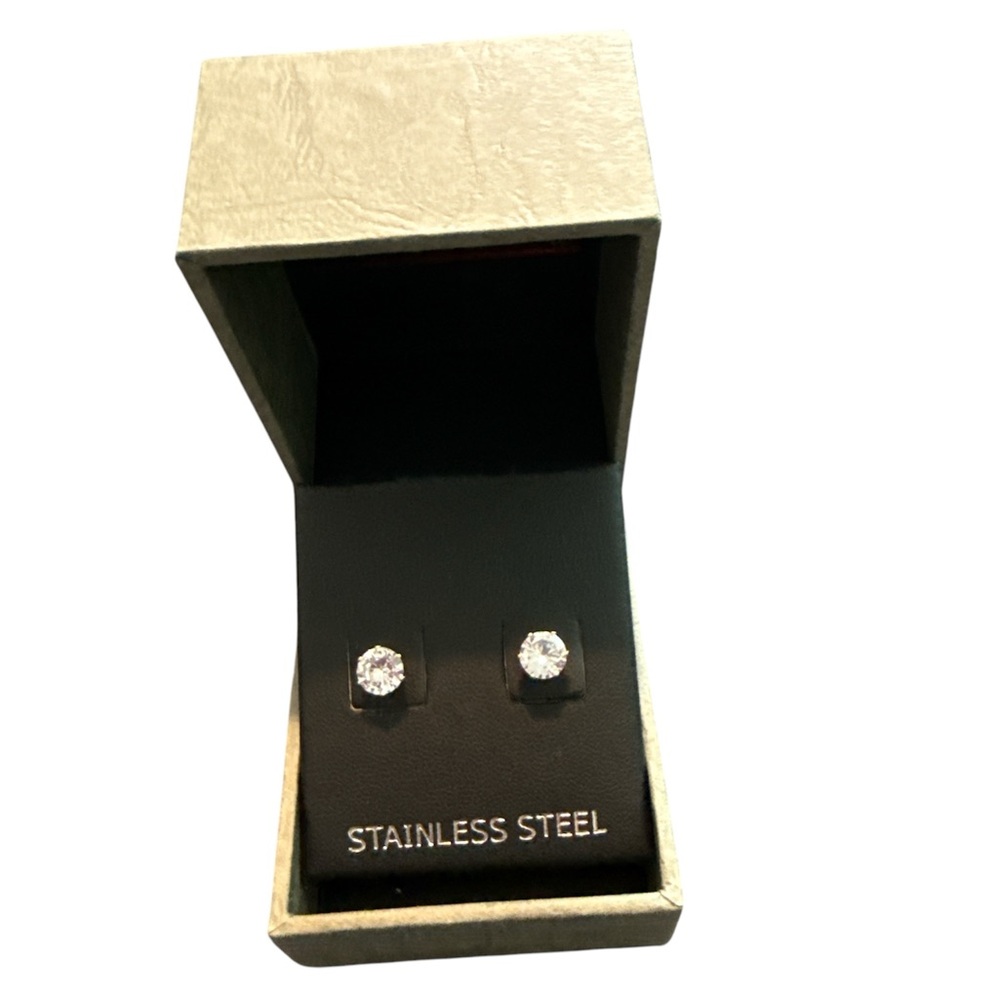 Steeltime  stainless Steel Silver Stud Earrings
